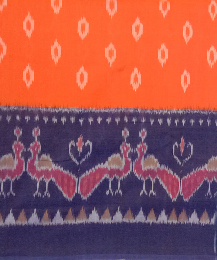 Orange handwoven cotton pochampally ikat saree