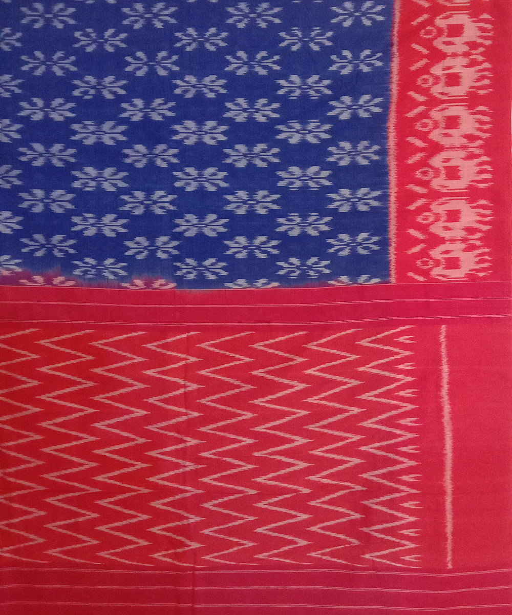 Blue handloom cotton pochampally ikat saree