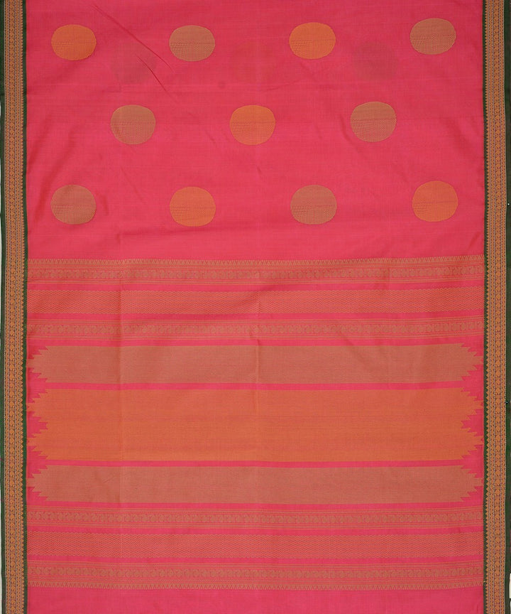 Pink handloom cotton silk kanchi saree