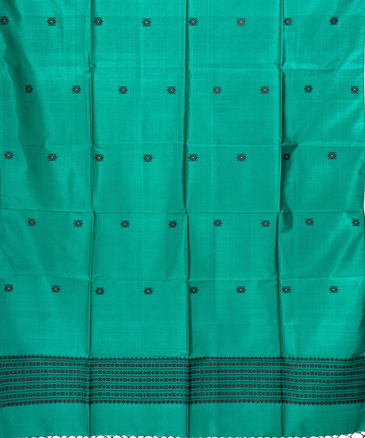 Deep green handwoven silk baluchari dupatta