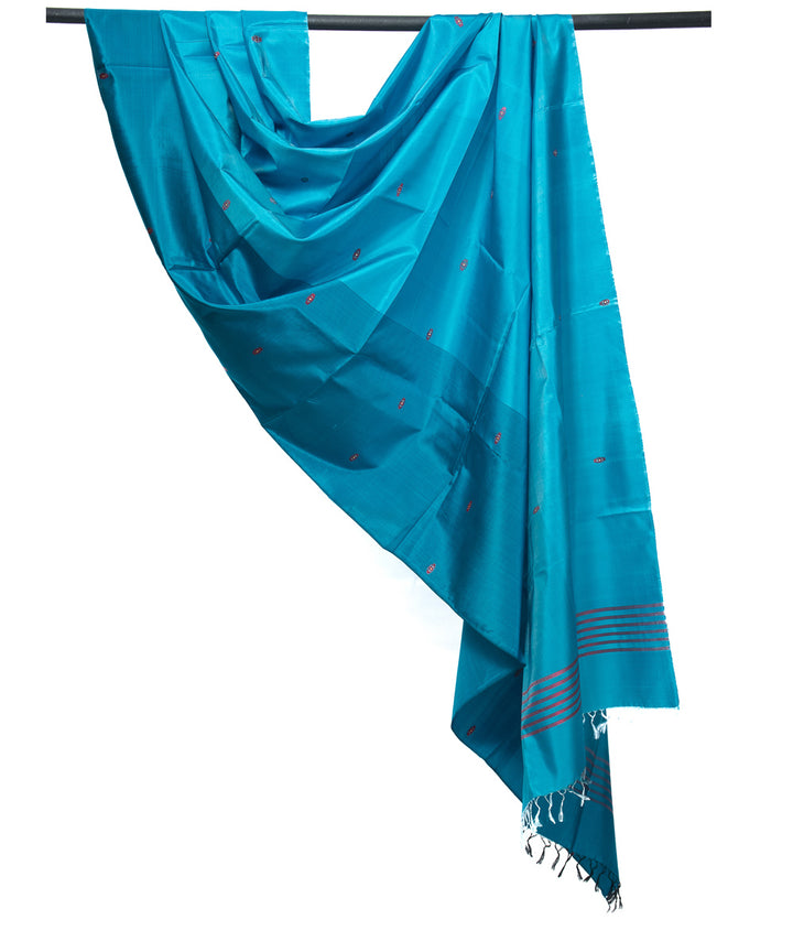 Sky blue handwoven silk baluchari dupatta
