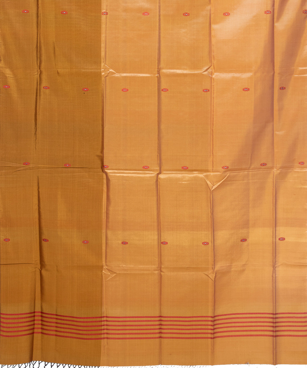 Golden yellow handwoven silk baluchari dupatta