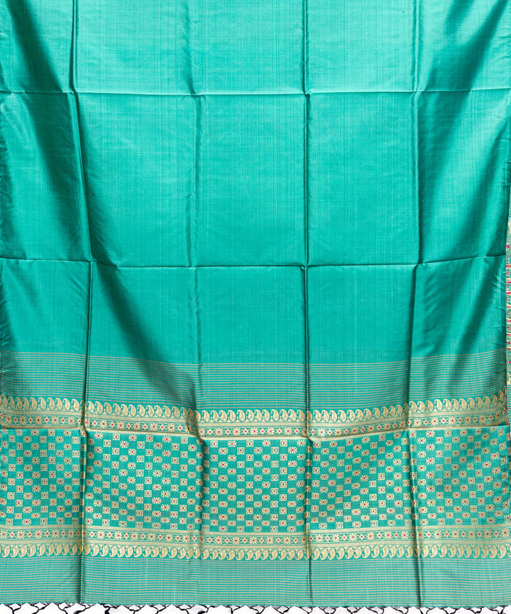 Sea green handloom silk baluchari dupatta