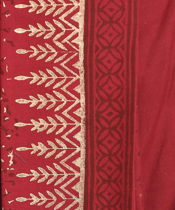 Maroon cotton handblock print ready to wear stitched dhoti