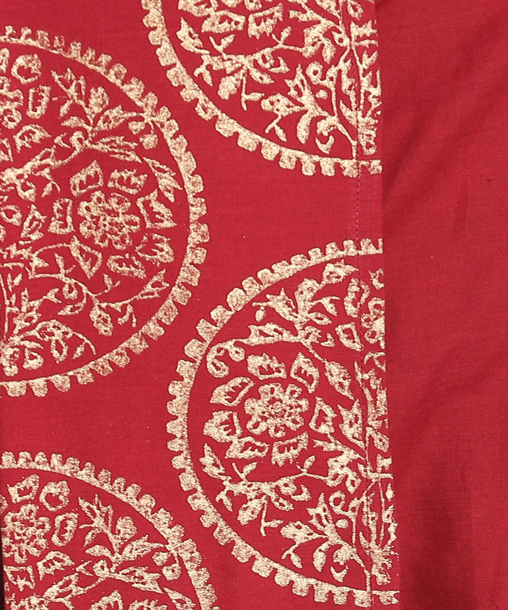 Maroon handblock printed ready to wear stitched cotton dhoti