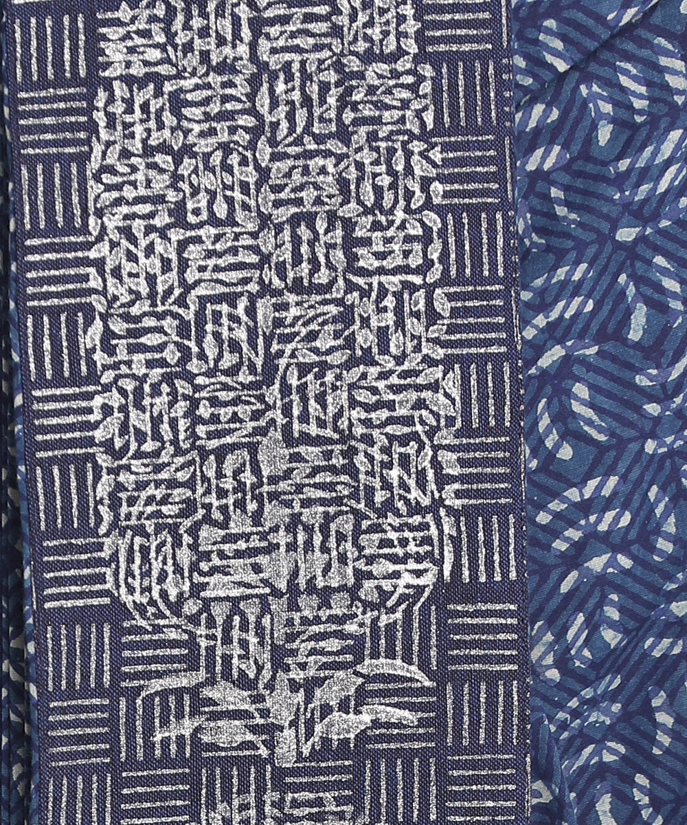 Blue cotton handblock printed ready to wear stitched dhoti