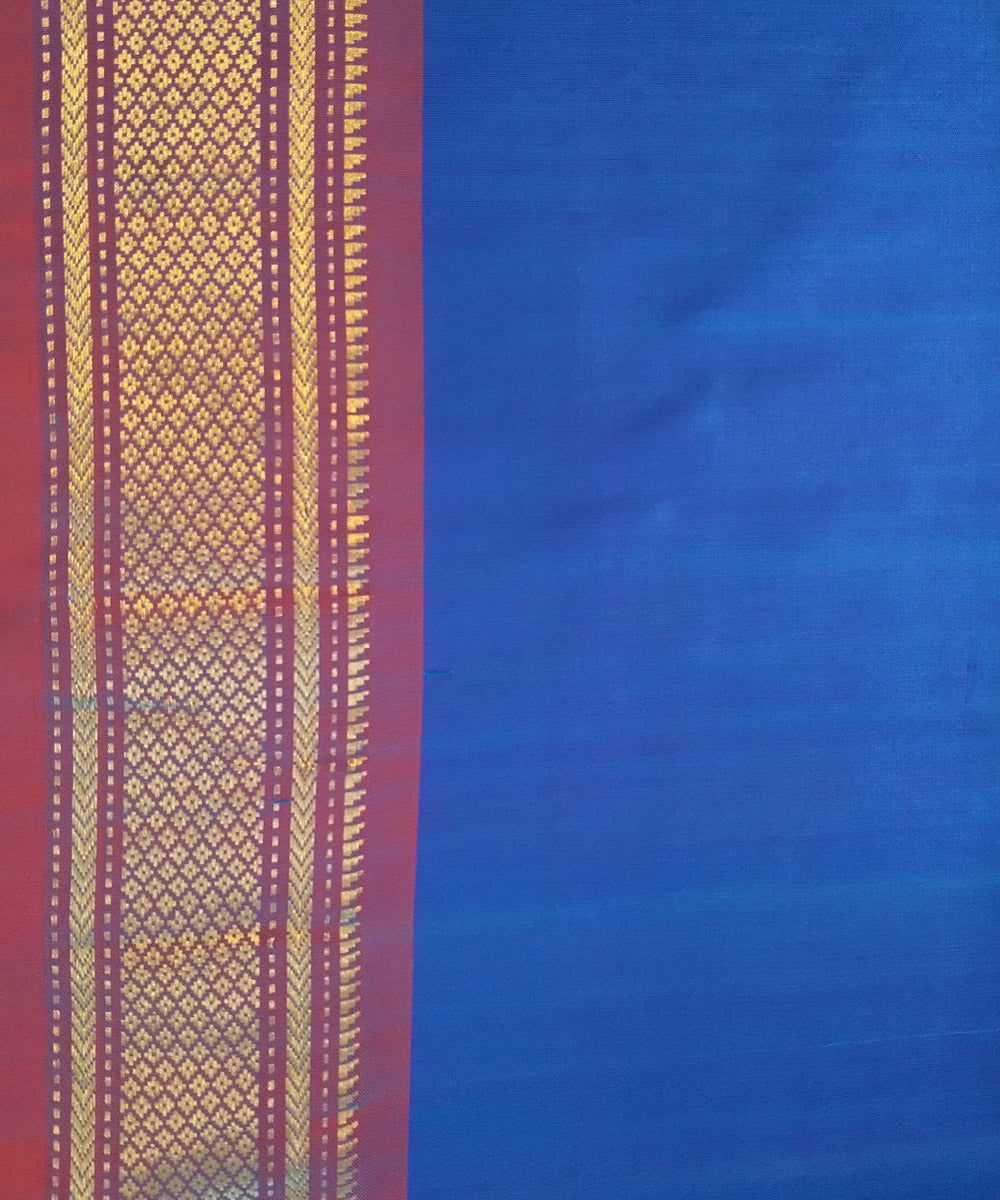 Peacock blue silk handloom paithani saree