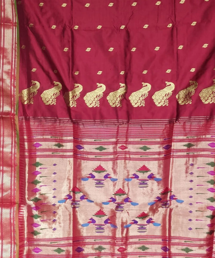 Maroon silk handloom paithani saree