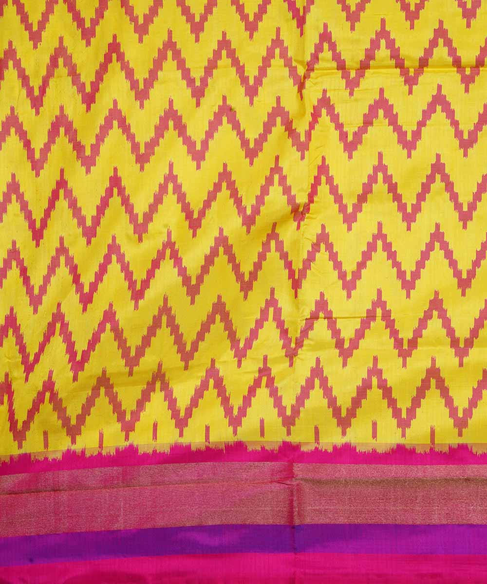 Amber yellow handloom ikkat silk pochampally saree