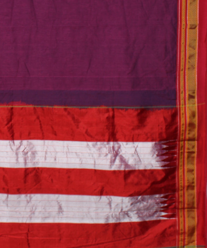 Mauve red handwoven cotton art silk chikki paras ilkal saree