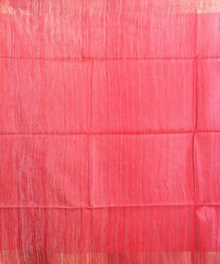 Cyan blue pink handwoven tussar silk sari