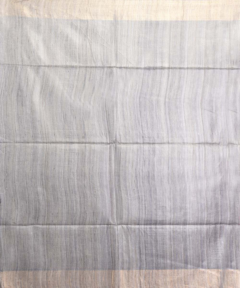 Grey magenta handwoven tussar silk sari