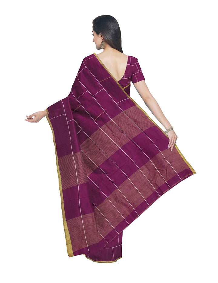 Magenta Purple Handwoven Bengal Cotton Saree