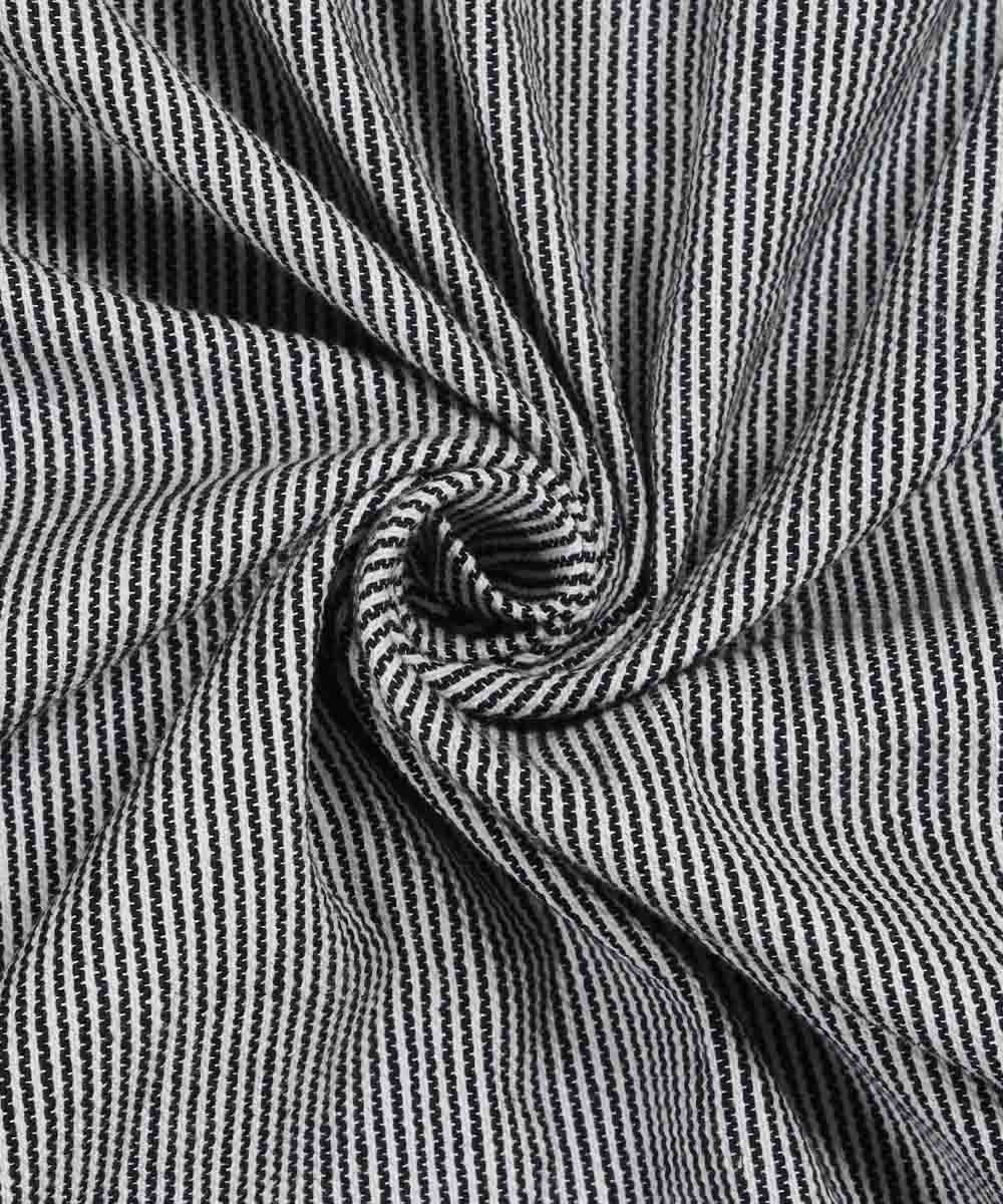1m Black Striped Handspun Handwoven Fabric