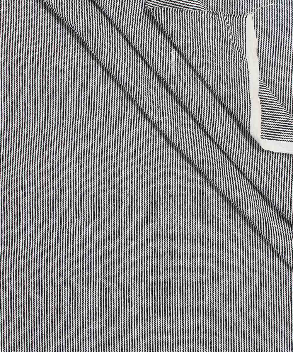 1m Black Striped Handspun Handwoven Fabric