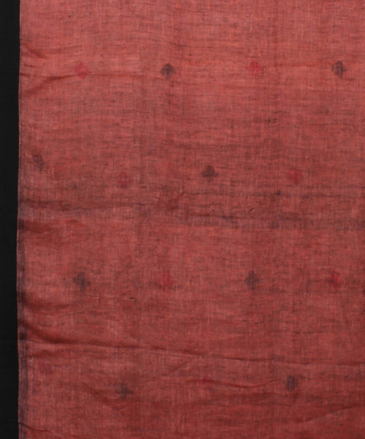 Light orange handwoven linen saree
