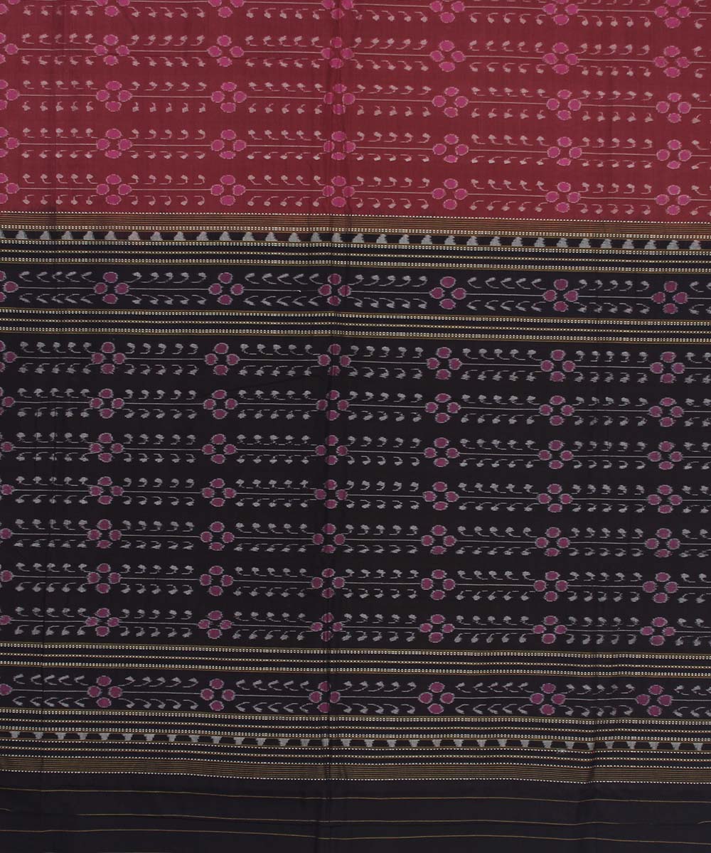Sambalpuri Handloom Cotton Mauve Black Saree