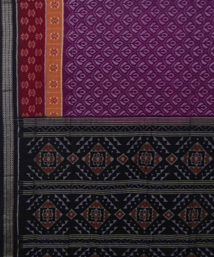 Purple maroon black handwoven cotton sambalpuri saree