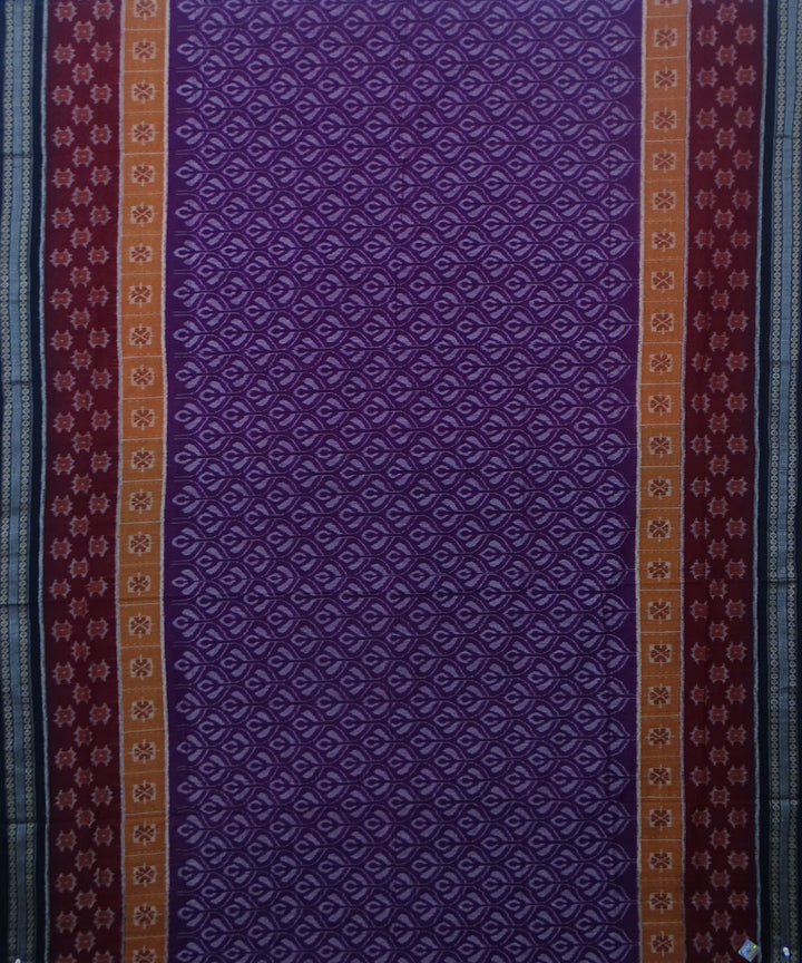 Purple maroon black handwoven cotton sambalpuri saree