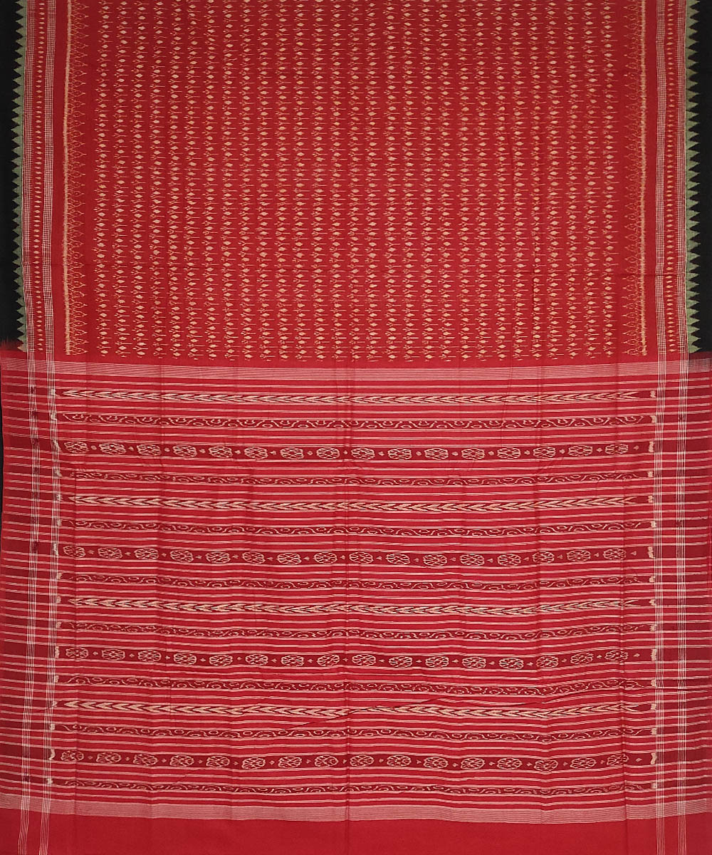 Red handwoven cotton sambalpuri saree