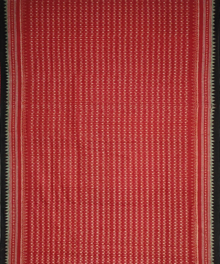 Red handwoven cotton sambalpuri saree