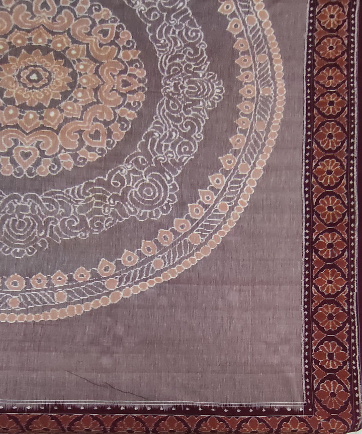 Grey maroon hand woven cotton sambalpuri double bedsheet