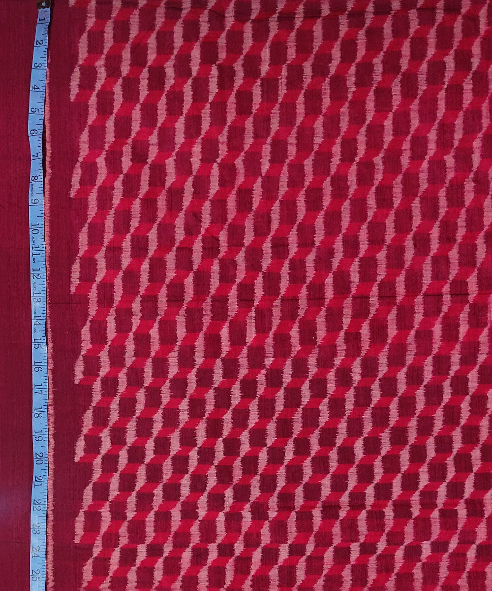 2.5m Dark red hand woven cotton sambalpuri kurta fabric