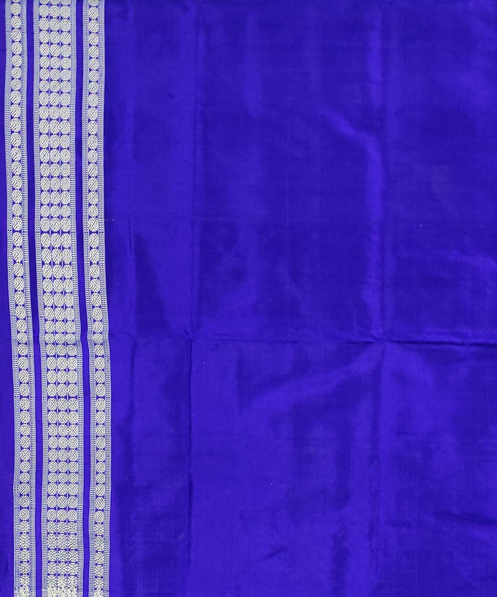 Cyan navy blue handwoven silk bomkai saree