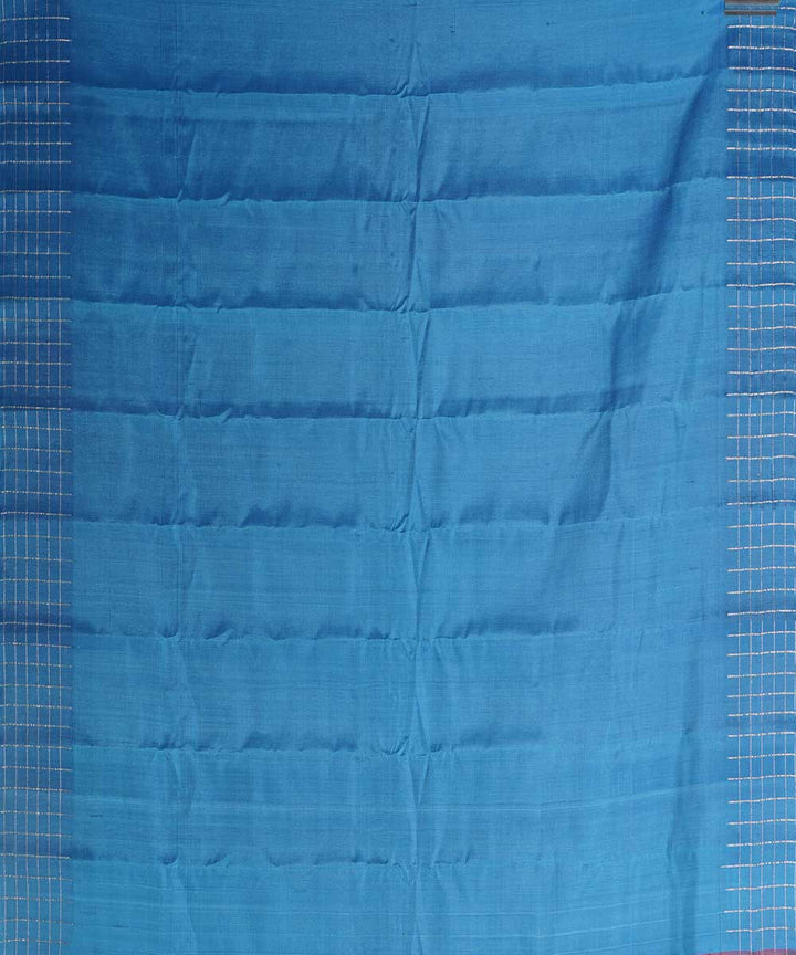 Maroon blue handwoven gadwal silk saree