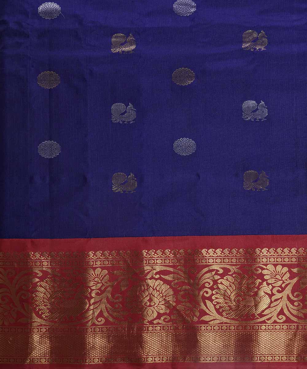 Navy blue handwoven gadwal silk saree