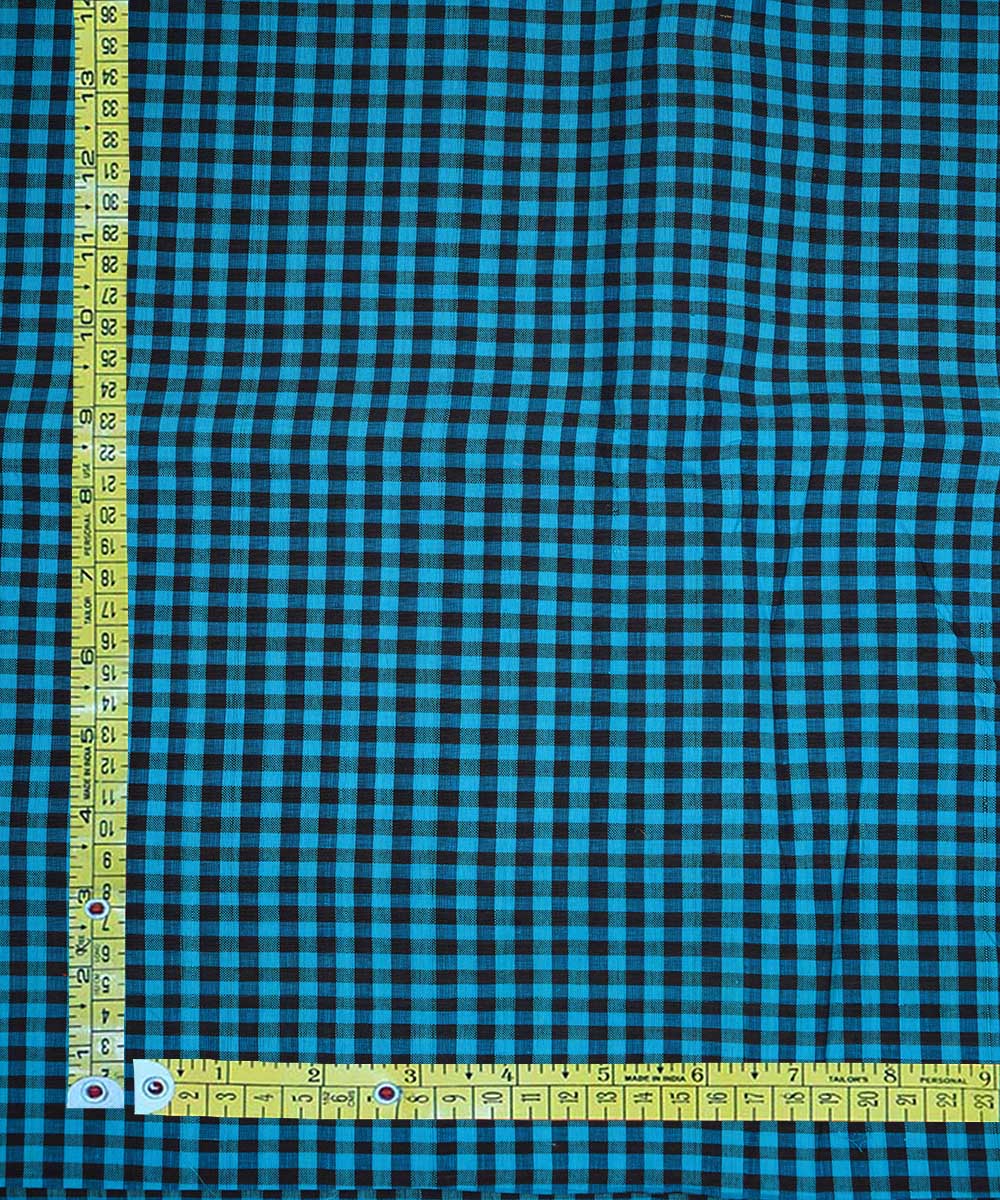 2.5m Blue handwoven checks cotton mangalgiri kurta material