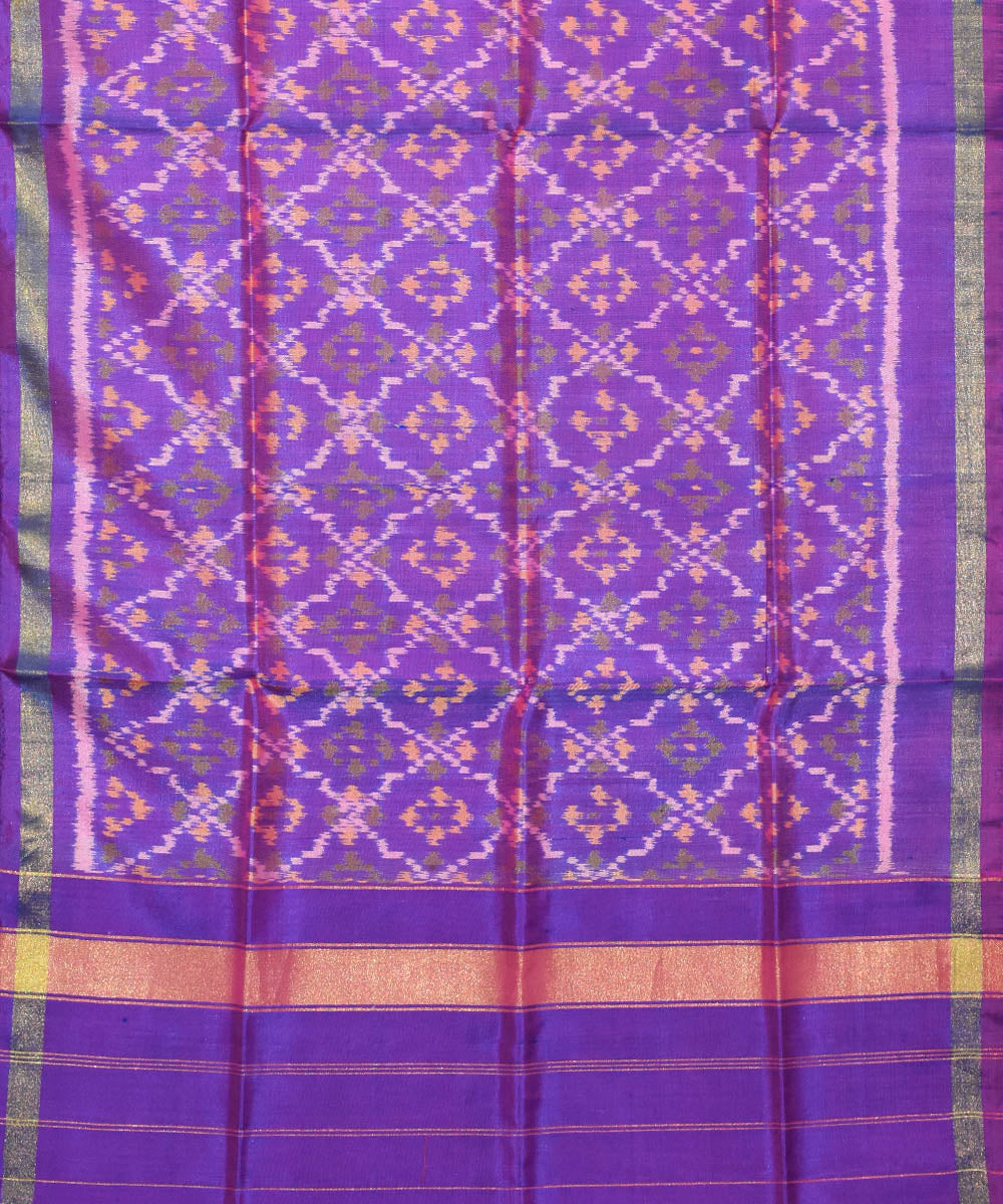 Purple hand woven patola silk stole