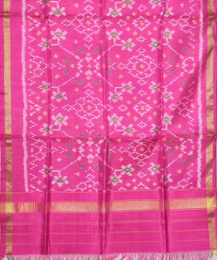 Bright pink handloom patola silk stole