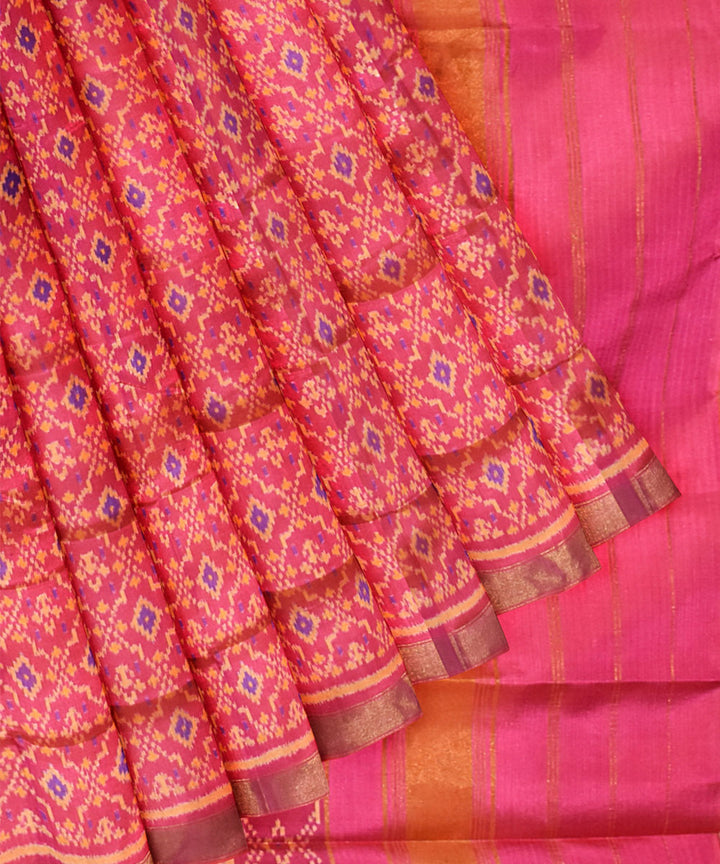 Pink hand woven patola silk saree