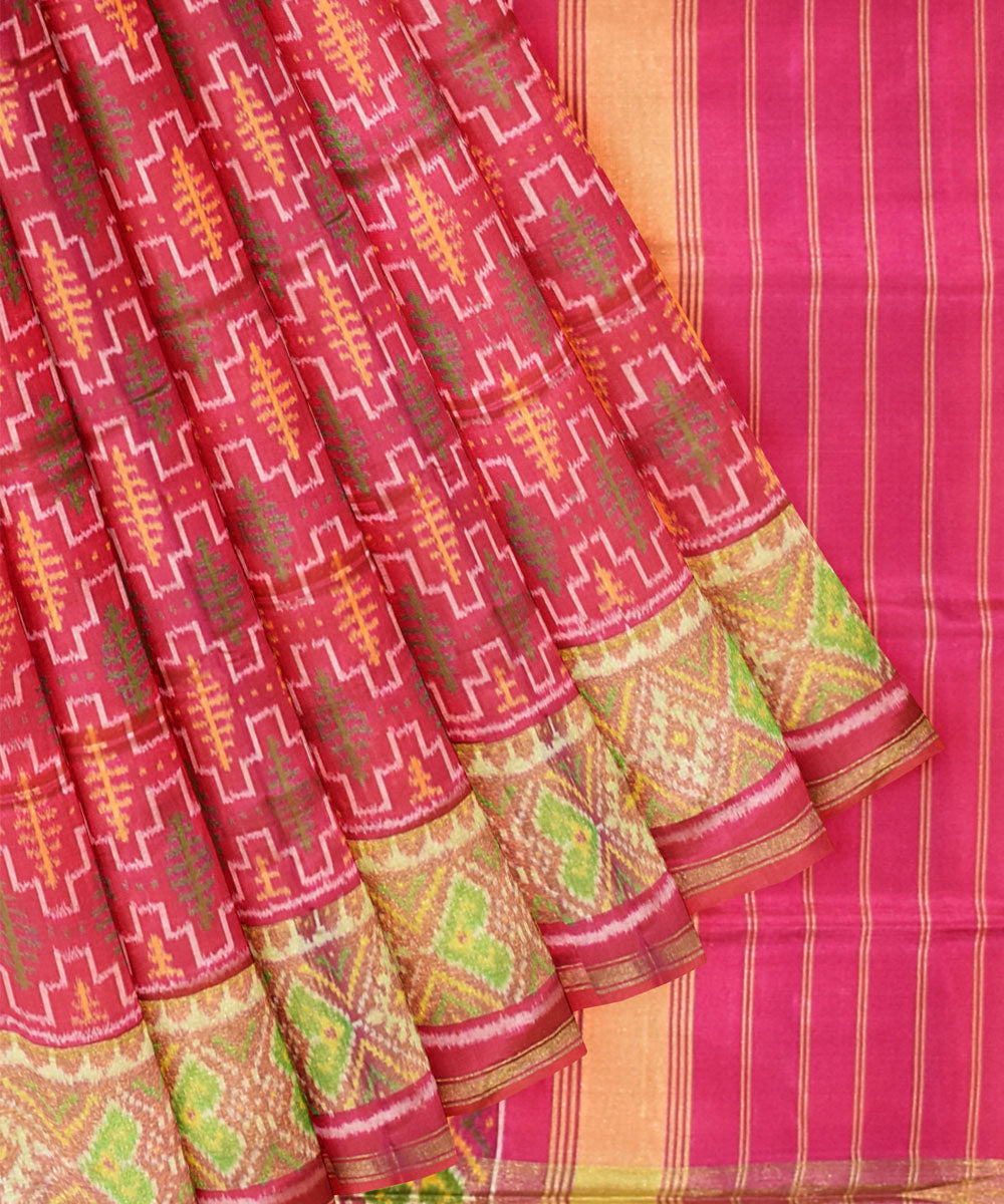 Light pink handwoven patola silk saree