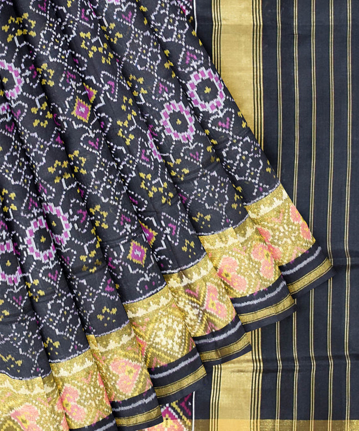 Black hand woven patola silk saree