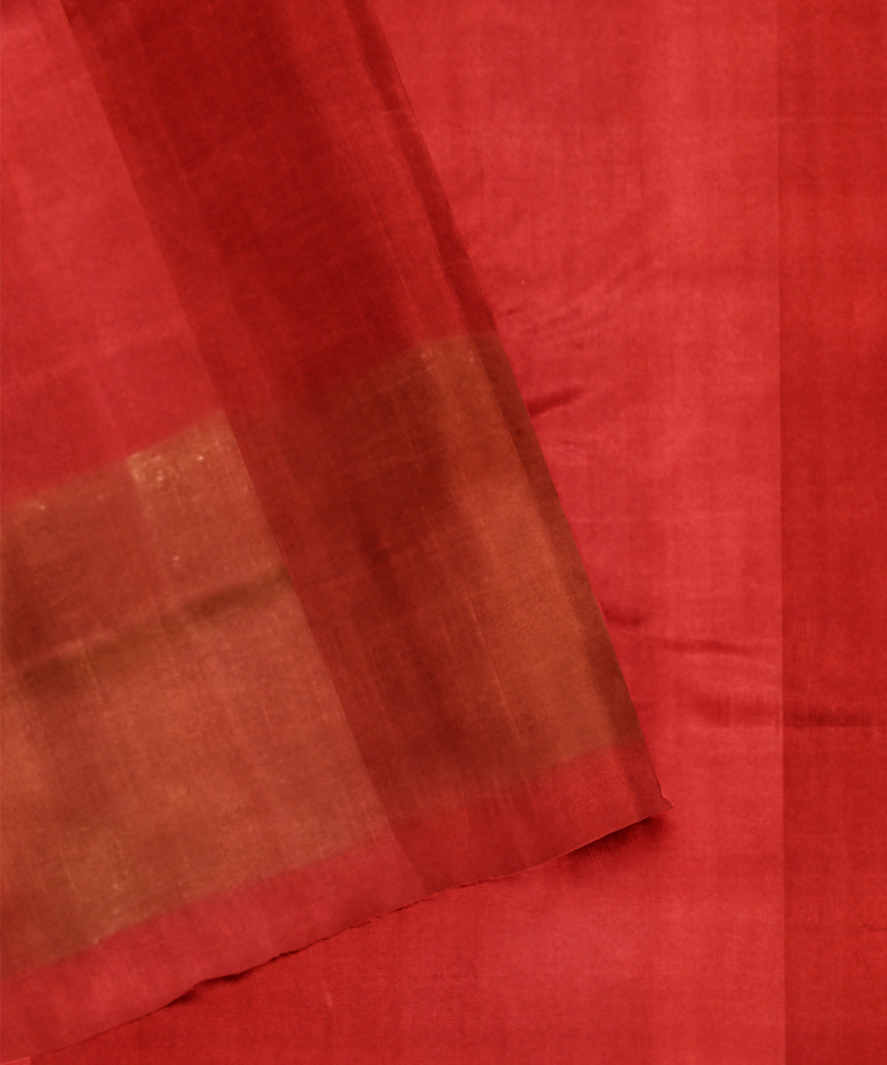 Brown red hand woven patola silk saree