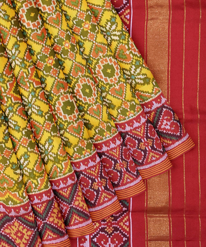 Yellow red handwoven patola silk saree
