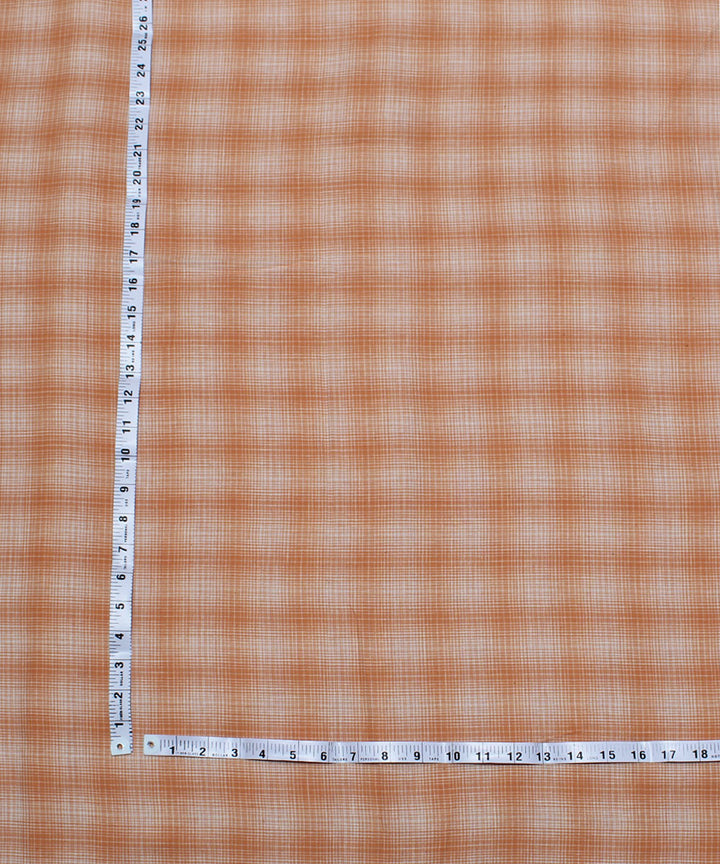 2.5m Orange white checks handwoven cotton kurta material