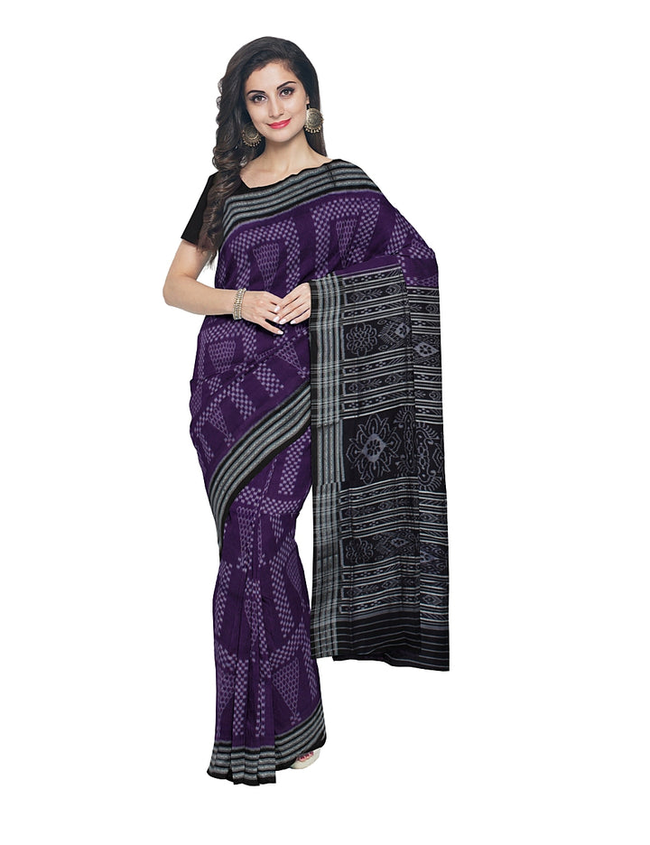Nuapatna Purple Black Handwoven Cotton Saree
