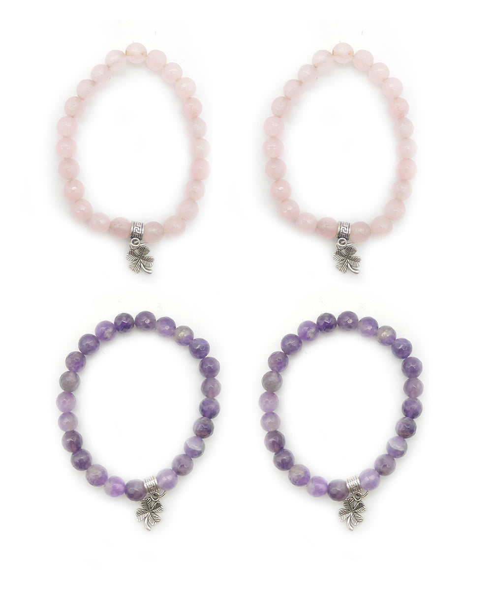 Multicolor handcrafted quartz gemstone bracelet set of 4