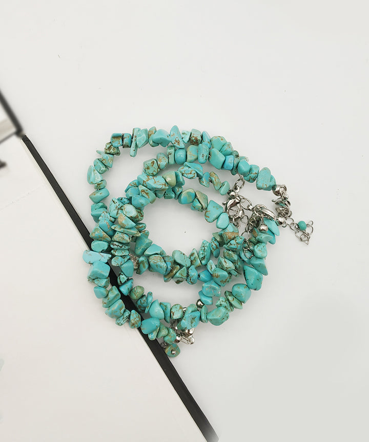 Turquoise handcrafted gemstone adjustable bracelet set of 4