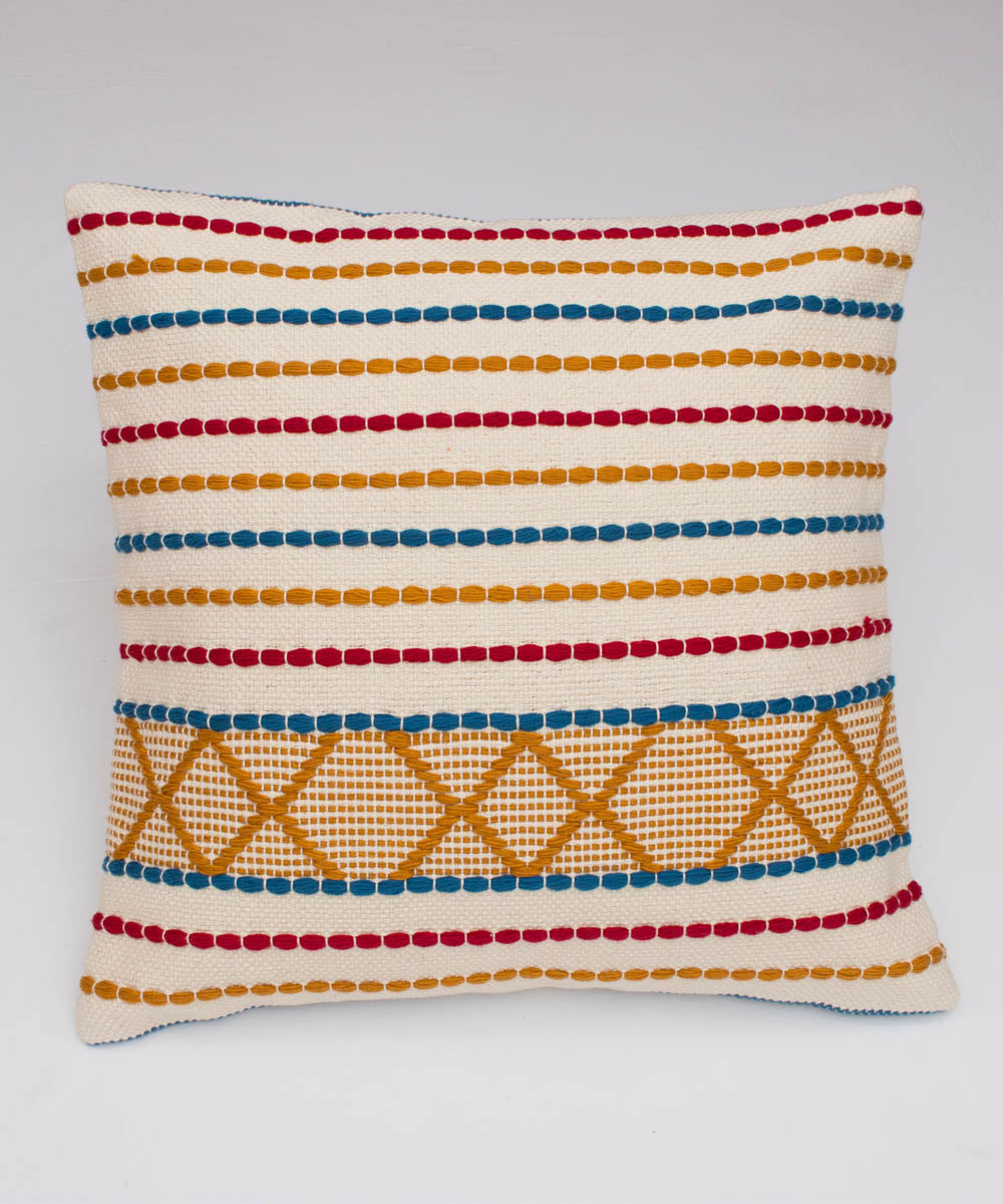 Multicolor yarn dyed handwoven cotton cushion cover