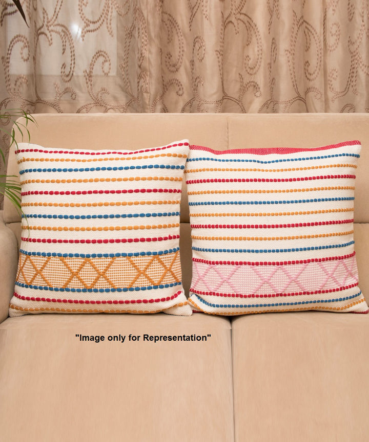 Multicolor yarn dyed handwoven cotton cushion cover