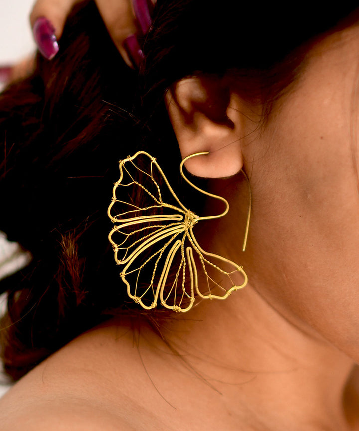 Hand crafted gold brass earring