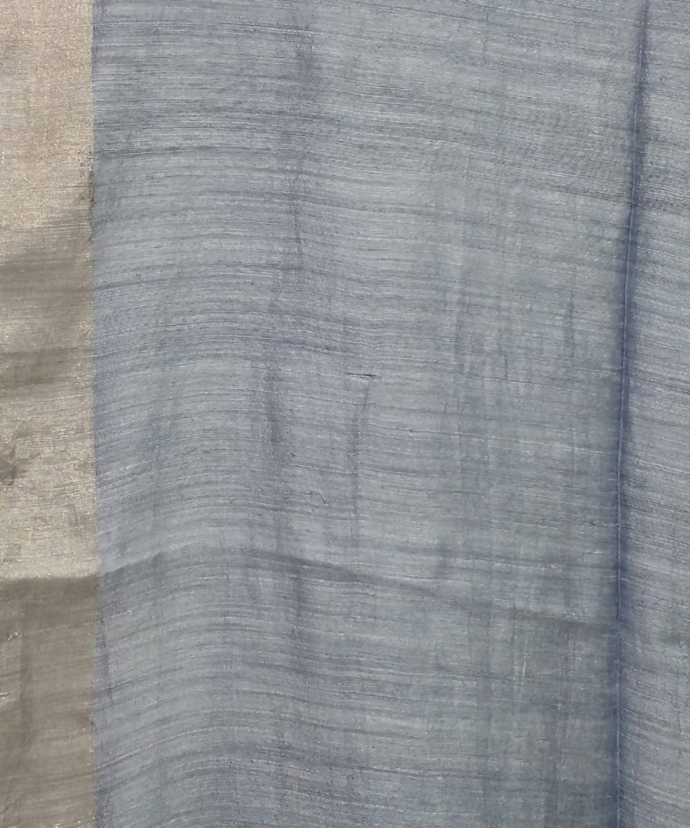 Bengal Bluish Grey Handloom Sequin Matka Silk Saree