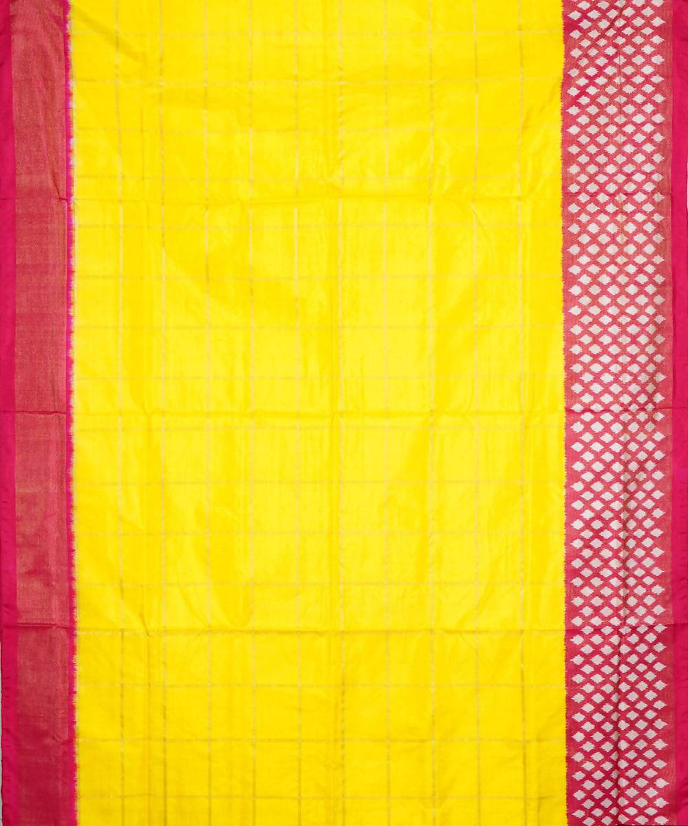 Handloom yellow ikkat silk pochampally saree
