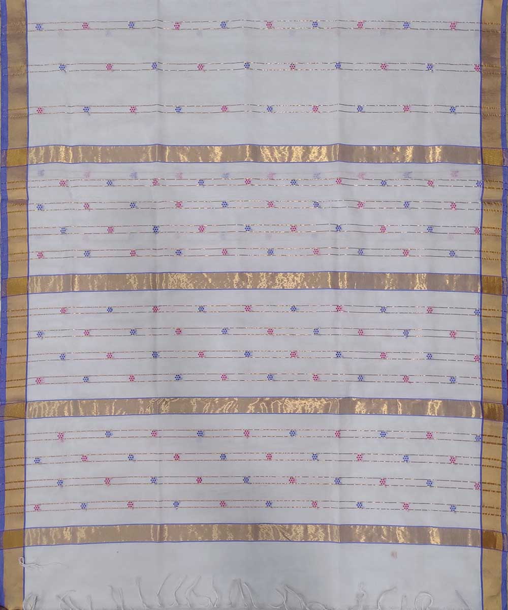 White gold zari handwoven cotton venkatagiri sari