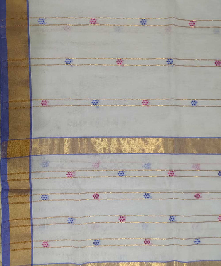 White gold zari handwoven cotton venkatagiri sari
