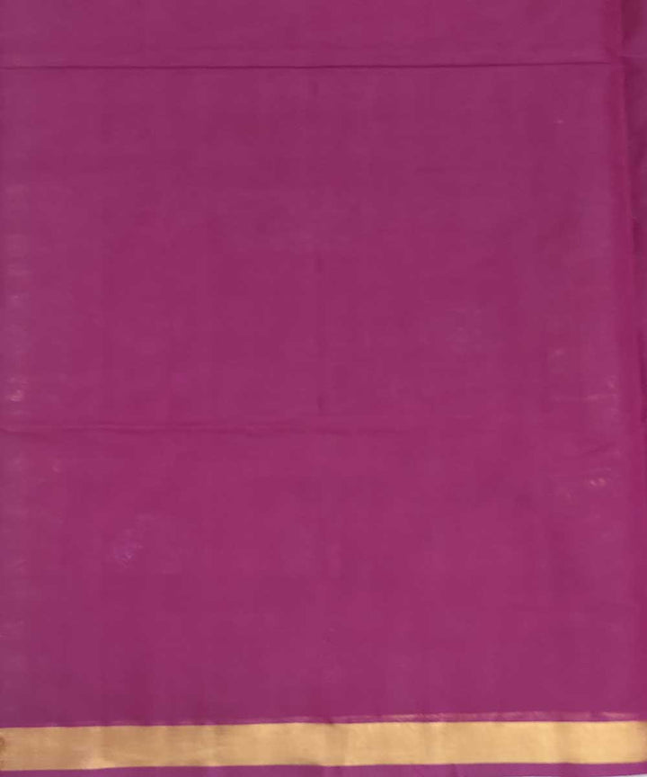 Dark pink silver gold zari handwoven cotton venkatagiri sari